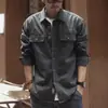 Chamarra tipo camisa de manga larga para hombre estilo retro americano de trabajo, chamarra de marca moderna, estilo primavera, camisa versátil casual holgada para hombre