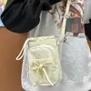 Nueva Bolsa Cruzada para Teléfono Móvil para Niñas, Bolso Casual de Verano para Botella de Agua, Bolso Pequeño de Hombro, Bolso de Hombro Único Estilo Japonés con Lazo para Mujeres