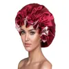 Gorro de Dormir Satinado de Doble Capa Transfronterizo con Bordes Fruncidos, Sombrero Redondo de Encaje Grande de Doble Cara, Gorro para Quimioterapia, Gorro Protector de Cabello de Seda Artificial para Mujer