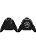 Chaqueta Cardigan Acolchada con Bordado Retro Gótico y Empalme de Cuello de Piel para Hombres y Mujeres Invierno Holgada Deportiva Casual