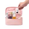 Bolsa de Cosméticos Exquisita de PU Transfronteriza, Neceser de Cuero de Grano Cruzado de Alta Gama, Bolsa Portátil para Cosméticos y Productos de Cuidado de la Piel, Viaje de Negocios
