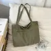 Bolsa de lona estilo casual transfronteiriço de grande capacidade, design vintage de nicho, bolsa tote de ombro texturizada de cor sólida, moderna e simples