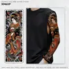 Pegatina de tatuaje temporal Qinglong estilo japonés Hannya Koi Sakura Geisha floral de brazo completo, impermeable y de larga duración, para hombres y mujeres