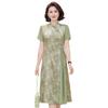 Vestido de Mãe de Meia-Idade Estilo Chinês Novo Verão Cobrindo a Barriga Novo Estilo Temperamento Mulheres de Meia-Idade e Idosas Verão Estilo Nacional Saia de Chiffon