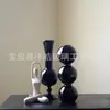 Jarrón Negro de Vidrio Vintage Estilo Francés Contenedor Hidropónico para Flores para Sala de Estar Arreglo Floral Escritorio Decoración del Hogar