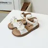 Sandálias Infantis 26-30 Jardas Estilo Coreano Sandálias de Princesa Fada Pequena Sapatos Rasos Abertos para Meninas Pequenas 6056