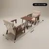 Sillón Sofá de Restaurante de Piel Nappa Retro, Combinación de Mesa y Sillas de Madera Maciza para Cafetería, Mesa de Bar de Taberna, Lujo y Comodidad Accesibles
