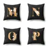 Funda de Almohada de Poliéster Decoración de Coche Hogar 26 Letras Inglesas Impresas Cojín Lumbar Funda de Almohada para Sofá QTB47