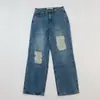 A Versão Correta dos Novos Jeans Retos Rasgados Vintage Lavados Estilo 25 Dongdaemun Coreano