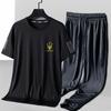 Traje Deportivo de Secado Rápido para Hombre Verano Delgado Elástico para Correr Fitness Ropa de Secado Rápido Pantalones de Malla de Hielo de Manga Corta para Hombre