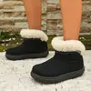 Botas de nieve europeas y americanas de suela gruesa transfronterizas para mujer, invierno 2026 comercio exterior talla grande lazo adornos de piel sintética zapatos de algodón