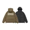 Yidao Vintage 2025 Invierno Nuevo Retro Americano con Capucha Estampado Ropa de Trabajo Chaqueta de Plumas para Hombre Suelta Abrigo de Plumas 90