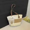 Bolso Tote de Paja Tejida de Gran Capacidad, de Moda y de Nicho para Vacaciones en la Costa, Bolso de Hombro Tejido para la Playa, Bolso Ligero y Versátil para Debajo del Brazo