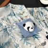 Conjunto de Colete Estilo Chinês Infantil Verão 2025 Panda Shorts Respiráveis que Absorvem o Suor Conjunto de Duas Peças Roupa de Verão para Meninos