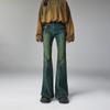 Jeans acampanados largos de pierna 2025 retro azul elástico para mujer primavera cadera slim fit micro-pantalones tendencia