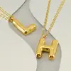 Venta Caliente Transfronteriza 26 Collares con Alfabeto Inglés A-Z Letra Gruesa O Cadena Chapada en Oro de 18K Colgante de Letra Burbuja para Mujeres