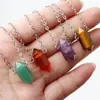 Piedra Natural Amatista Hexagonal de Doble Punta Cono Colgante Piedra Semipreciosa Colgante Tridimensional Accesorios para Colgante de Collar DIY Transfronterizo