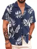 Camisa Havaiana Masculina de Lapela Manga Curta Ombro Direito Estilo Cardigan de Botão Férias Litoral Exportação Venda Quente Impressão 3D