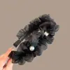 Faixa de Cabelo Versátil Doce Estilo Chanel Coreana e Japonesa Renda Feita à Mão Faixa de Cabelo de Fada de Alta Qualidade Coroa Alta Faixa de Cabelo Feminina com Pérolas
