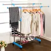 Estante Retráctil de Pie para Balcón Acero Inoxidable Tendedero Doble Barra Barra Sencilla para Ropa Dormitorio Elevable Hogar