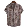 Camisa tie-dye de manga curta para homens para o verão, leve, respirável, com gola de lapela, estilosa e casual