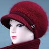 Chapéu de Tricô Quente de Pelo de Coelho de Inverno Feminino para Meia-Idade e Idosos, Chapéu de Algodão Tricotado com Lã Grossa de Vovó para Proteção contra o Frio