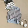 Chaleco a rayas estilo POLO coreano para mujer, único y chic, corto, adelgazante, sin mangas, adecuado para usar en capas