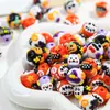 Serie de Halloween Cuentas Resistentes Pintadas a Mano Material para Abalorios de Agujero Recto DIY Pulsera Casera Collar Cadena de Teléfono Móvil Colgante
