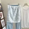 Pieza Mágica para Superponer Falda de Encaje, Falda Media Estilo Francés Retro, Falda Blanca Dulce Versátil, Falda Versátil de Cachemira