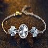 Versão coreana pulseira de prata com trevo de quatro folhas cravejado de diamantes moda Tmall mais vendido joias de prata artesanais femininas doces atacado