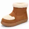 Botas de Neve Femininas 2026 Estilo Novo de Inverno Punho de Camurça Cano Médio Botas de Algodão com Adição de Lã e Espessamento Versátil Quente Botas de Algodão Birkenstock para Mulheres