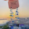 Isla de Vacaciones~Aretes Tejidos Florales Hechos a Mano Estilo Vacaciones para Mujer, Pendientes Grandes Únicos y Exagerados con un Ambiente Costero