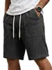 Nuevos Shorts Casuales de Verano para Hombre de Comercio Exterior con Cordón Cintura Elástica, Shorts de Playa Sueltos con Etiquetas de Bolsillo, Pantalones de Cinco Puntos