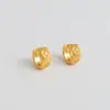 Pendientes de Plata de Ley S925 Nalan Huecos de Flor de Cuatro Hojas Cepillados Exquisitos Simples Estilo Ins Pendientes de Nicho M08150