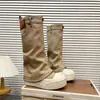 Botas plataforma de sola grossa, botas de motociclista para mulheres, novo estilo de bota calça verão e outono 2026, botas curtas western de brim slip-on, modernas