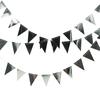 3m Bandeirinhas Triangulares Douradas e Prateadas, Enfeites de Papel, Suprimentos para Festa, Decorações de Janela com Flores, Bandeirinhas Triangulares