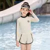 Traje de baño para niñas, de dos piezas, para niños mayores y adolescentes, conjunto profesional de traje de baño y pantalón para entrenamiento de natación