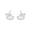 Pendientes de Plata de Ley 925 con Incrustaciones de Concha Hoja de Ginkgo para Mujer Sansheng Diseño Lucky Niche Pendientes Estilo Nuevo