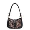 Bolsa de ombro portátil vintage para viagem 2024 outono e inverno nova estampa de leopardo bolsa de mão simples texturizada da moda para mulheres