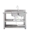 Fregadero de Acero Inoxidable Encimera Gabinete Integrado Lavabo para Cocina del Hogar Lavado de Platos y Lavado de Manos Fregadero con Soporte Uso Comercial