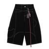 Calças Cropped Desconstruídas Estilo Americano com Costuras Visíveis para Homens e Mulheres, Shorts Jeans Acima do Joelho com Design de Nicho Tendência Verão 2025
