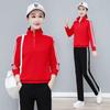 Conjunto Esportivo Casual para Corrida que Reduz a Idade para Mulheres na Primavera e Outono Novo Moletom da Moda com Gola Alta Conjunto de Duas Peças Estilo Quente