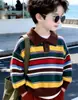 Suéteres de primavera y otoño para niños, prendas de punto a rayas para niñas, polos elegantes para niños, atuendos a juego para hermanos