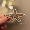 Grampo de cabelo estrela-do-mar pequeno presilha de laço feminina presilha de mola com strass da Coreia do Sul acessório de cabelo elegante grampo para a parte de trás da cabeça