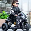 Triciclo de Motocicleta Elétrica Infantil para Meninos e Meninas Carro de Brinquedo com Controle Remoto Crianças Podem Sentar e Carregar Bateria de Bebê