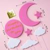 Paquete de 10 Decoraciones para Pastel de Cumpleaños Bola de Pelusa Nube Inserción Arcoíris Luna Nube Blanca Globo Aerostático Adornos de Inserción