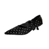 Aumento de altura interior boca poco profunda zapatos de mujer zapatos Wanwan lunares punta fina otoño ballet Mary Janes retro 2026 hija estilo coreano
