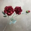 Flores Artificiales de Peonía de 3 Cabezas, Arreglo de Flores de Piso Elegante de Clase Mundial para Bodas Transfronterizas, Muebles para el Hogar, Accesorios, Flores Artificiales
