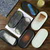 Atacado de fábrica placa de sushi de pedra cerâmica japonesa oval longa placa de churrasco bandeja simples placa de sobremesa atacado