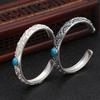 Pulseras de Plata Tailandesa Retro con Patrón de Hierba Tang, Joyería para Manos, Modernas y Personalizadas, Pulseras de Flor de Ratán para Hombres y Mujeres, Pulseras Antiguas, Grandes Cantidades en Stock